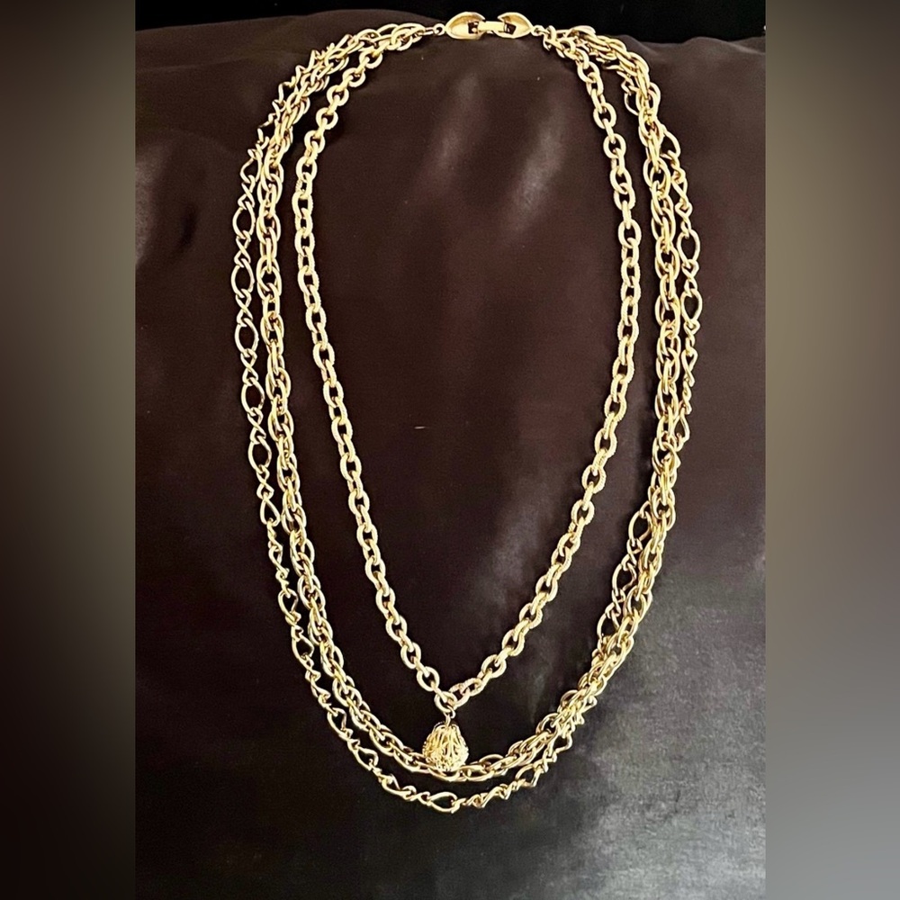 VINTAGE Layered Gold Rope & Link Necklace for Women